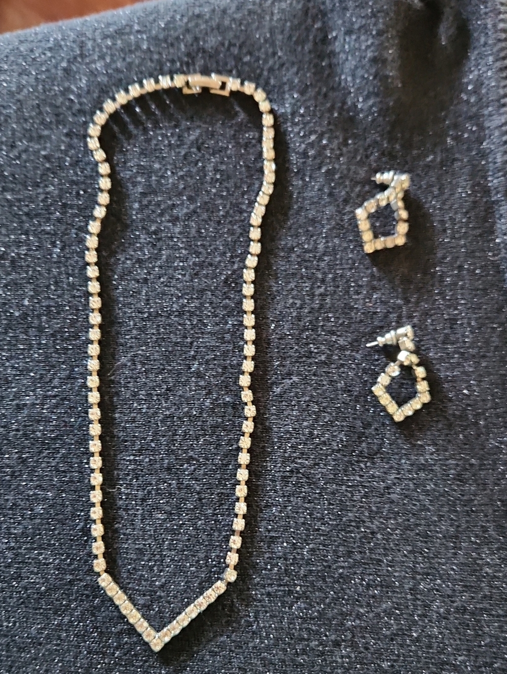 Rhinestone Necklace and Matching Earrings